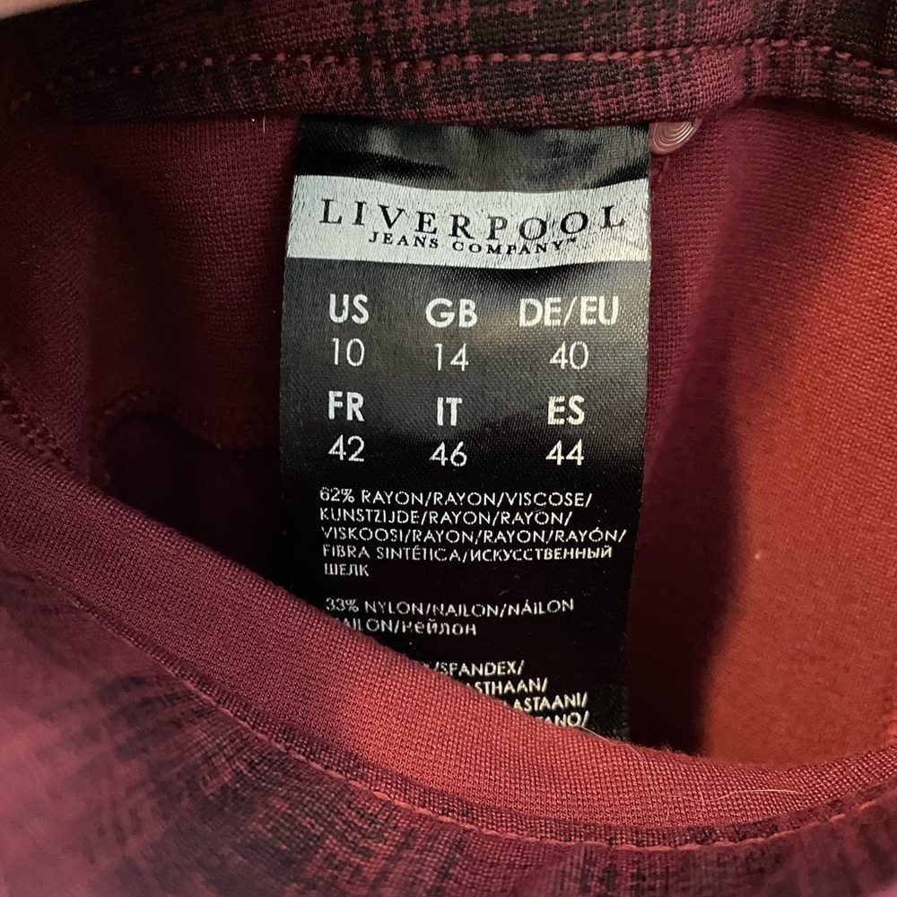Liverpool Jeans Red Plaid Stretchy Pull On Skinny Legging Pants - Picture 6 of 7